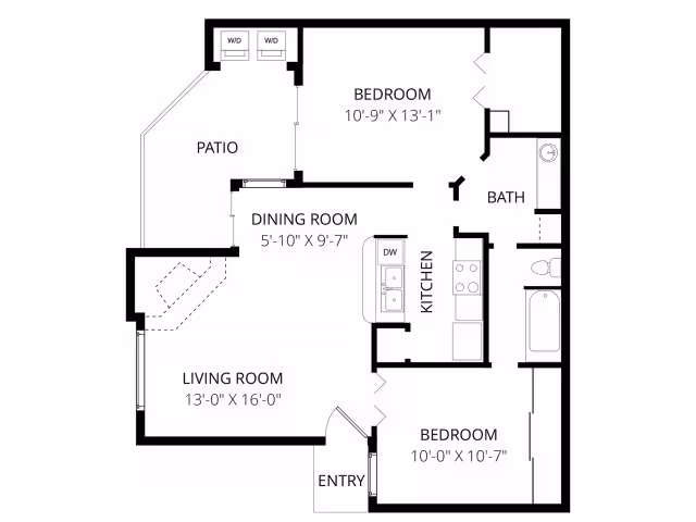 2 Beds • 2 Bath 3340 floor plan